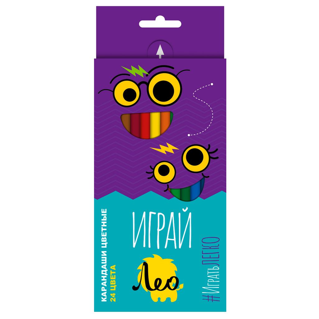 Лео Играй Набор цветных трехгранных карандашей LGCP-24 заточенный 4 х 24 цв
