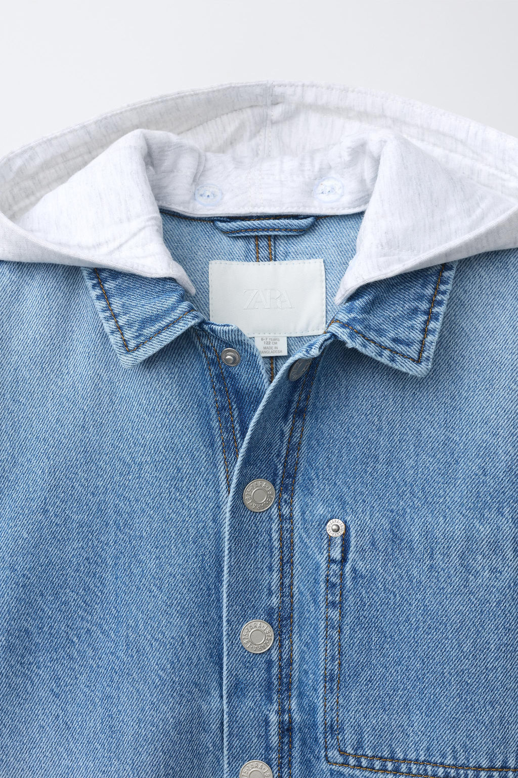 SOBRECAMISA DENIM CAPUCHA DESMONTABLE FELPA / Azul - Zara фото 4