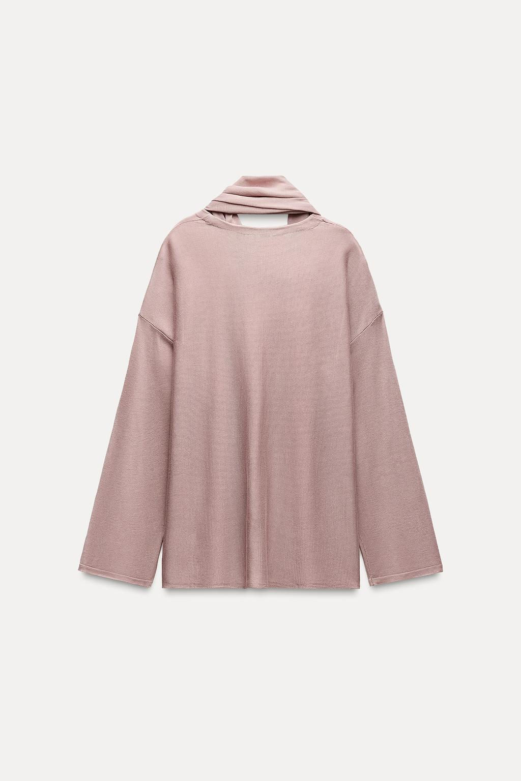 KNIT SWEATER WITH SCARF - Zara фото 7