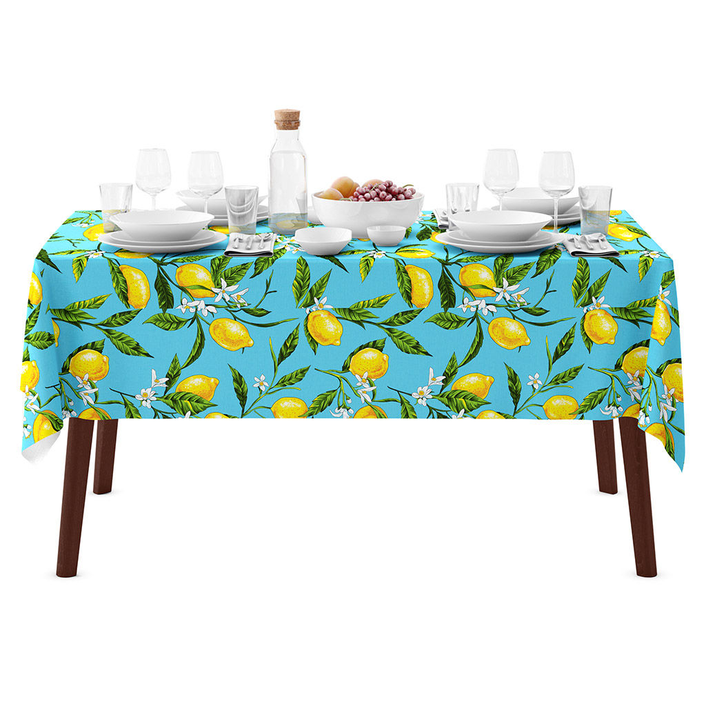 Скатерть 180х145см Лимон, вид 4, длина стола до 140см, на 6 персон, рогожка (хлопок 100%) 171г/м2, упаковка классическая, пакет ПВХ 28х41см, Домашняя мода (Россия)  фото 5