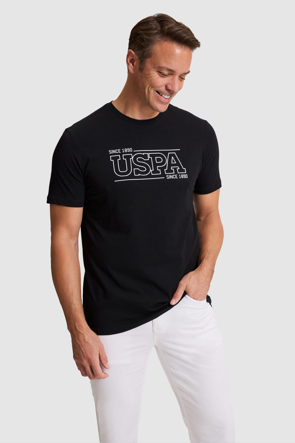Erkek Siyah Regular Fit Bisiklet Yaka Ti__rt