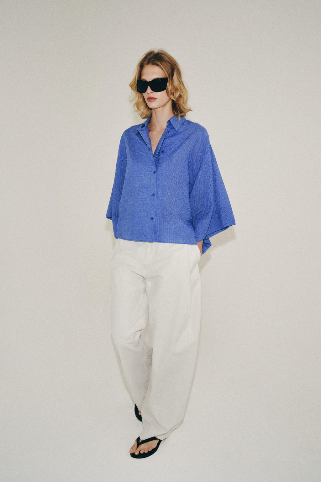 CAMISA CUADROS ZW COLLECTION / Azul