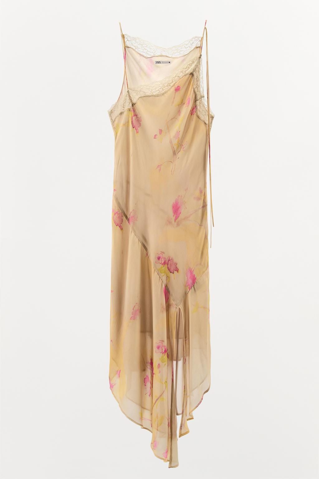 FLOWING PRINTED DRESS WITH LACE - Zara фото 4