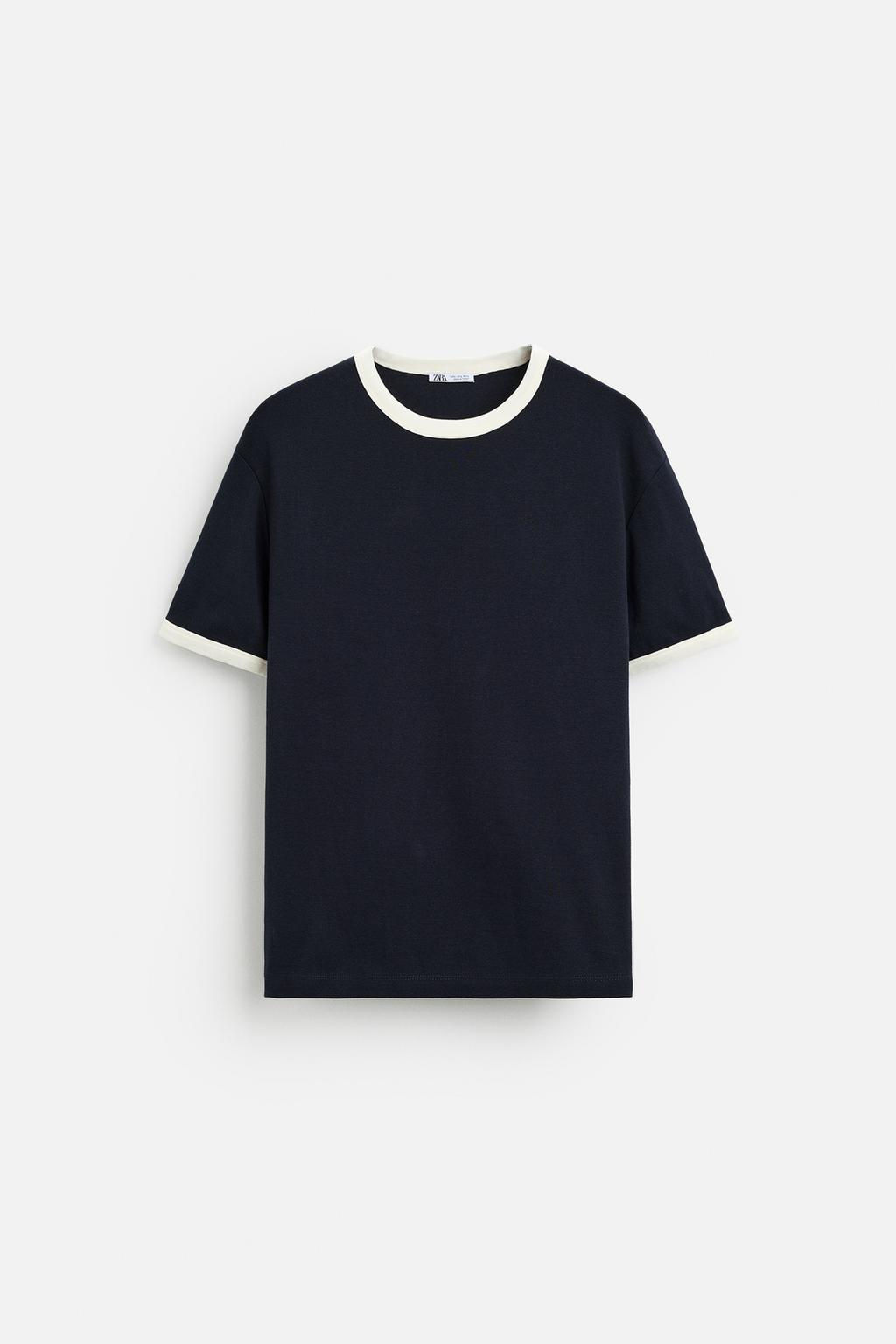 BASIC CONTRAST RIB T-SHIRT - Zara фото 37