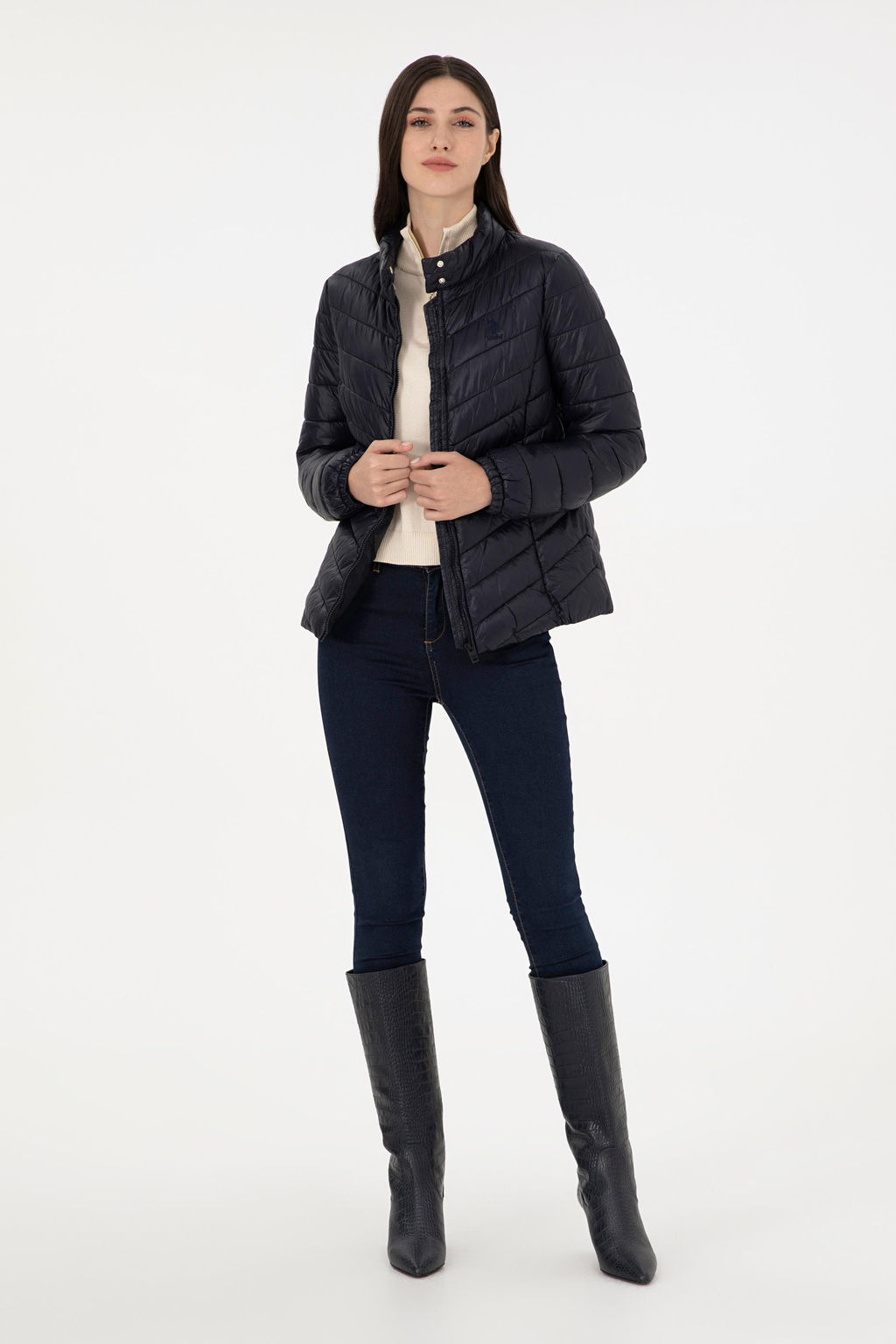 Женское темно-синее пальто Неожиданная скидка в корзине