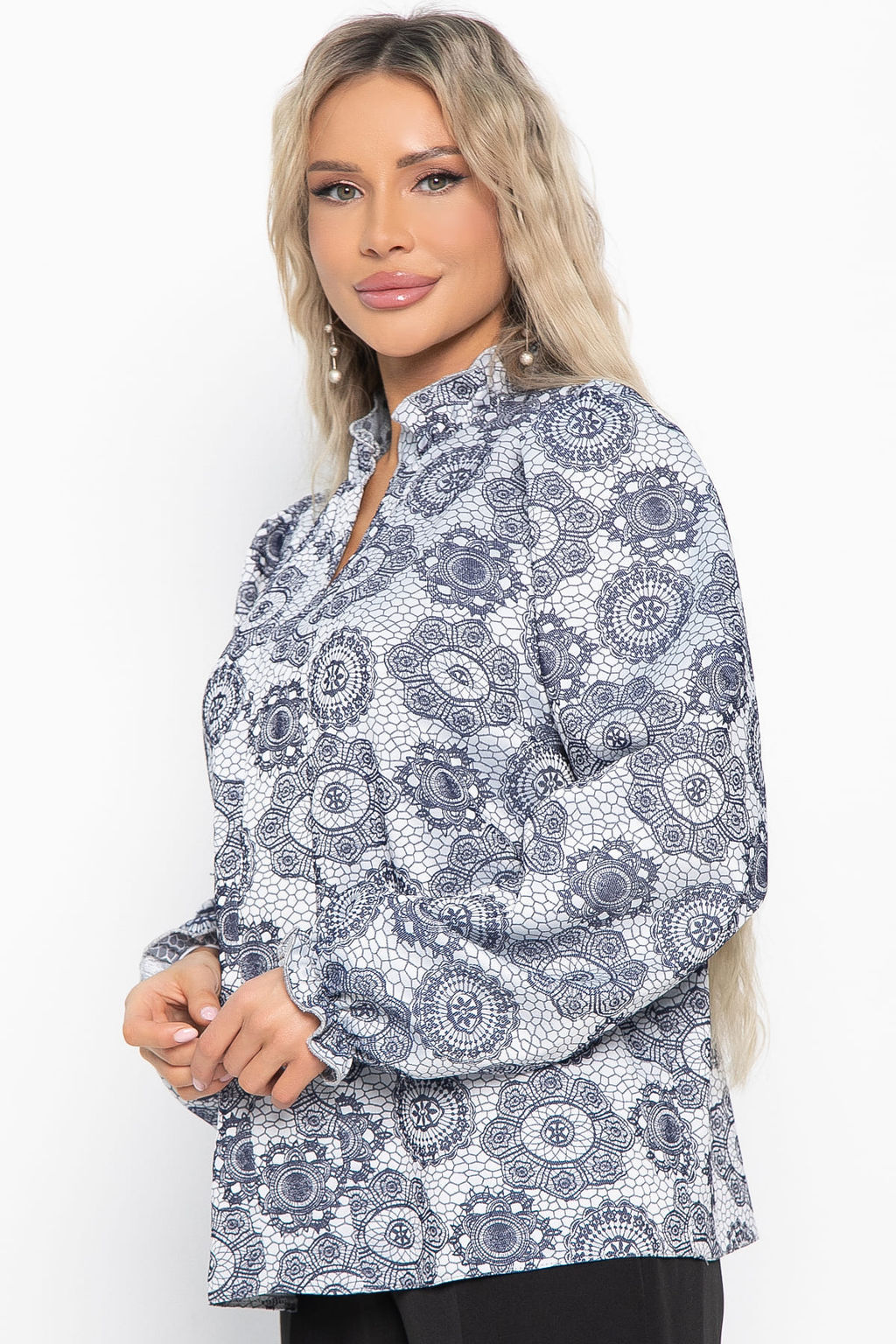 Блуза Доменика (серо-синяя) Б15016-18М