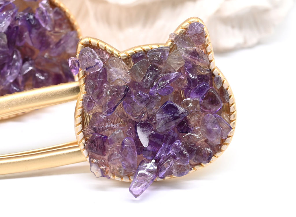 Заколка зажим Котик с натуральным моховым агатом 7*2,8*1,8см - Радуга камня фото 20