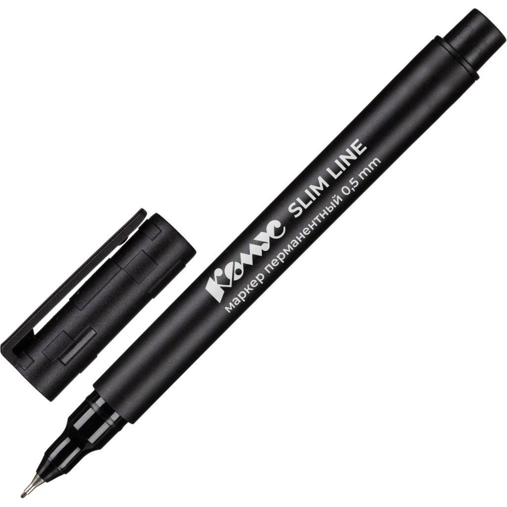 Цена за 2 шт. Маркер перманентный Комус, 0,5 мм, черный, игольчатый наконечик