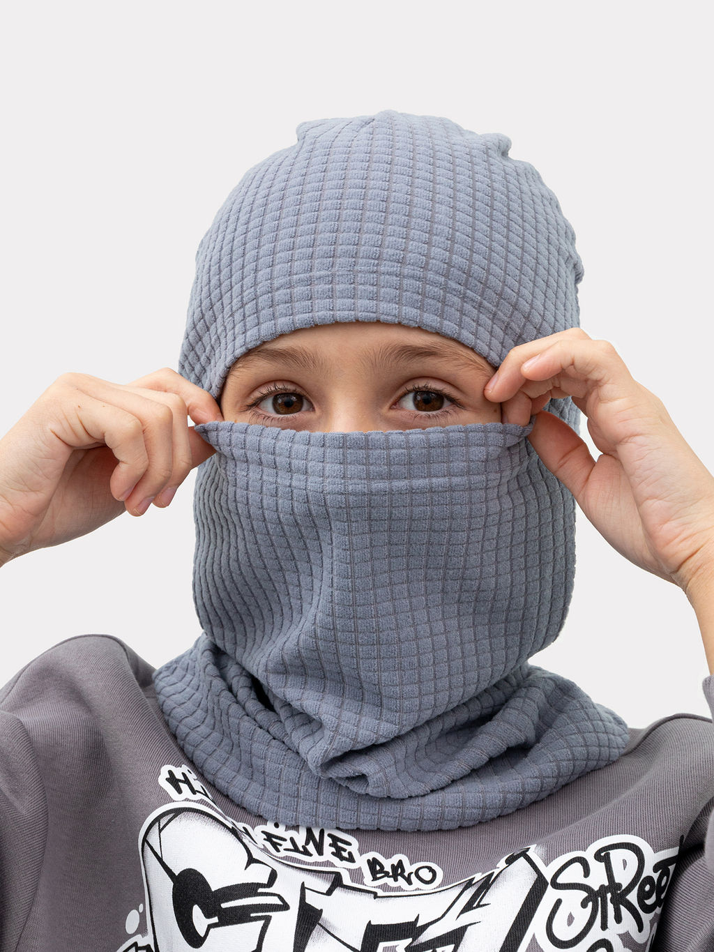 Шапка-балаклава детская в сером цвете - Mark formelle фото 3