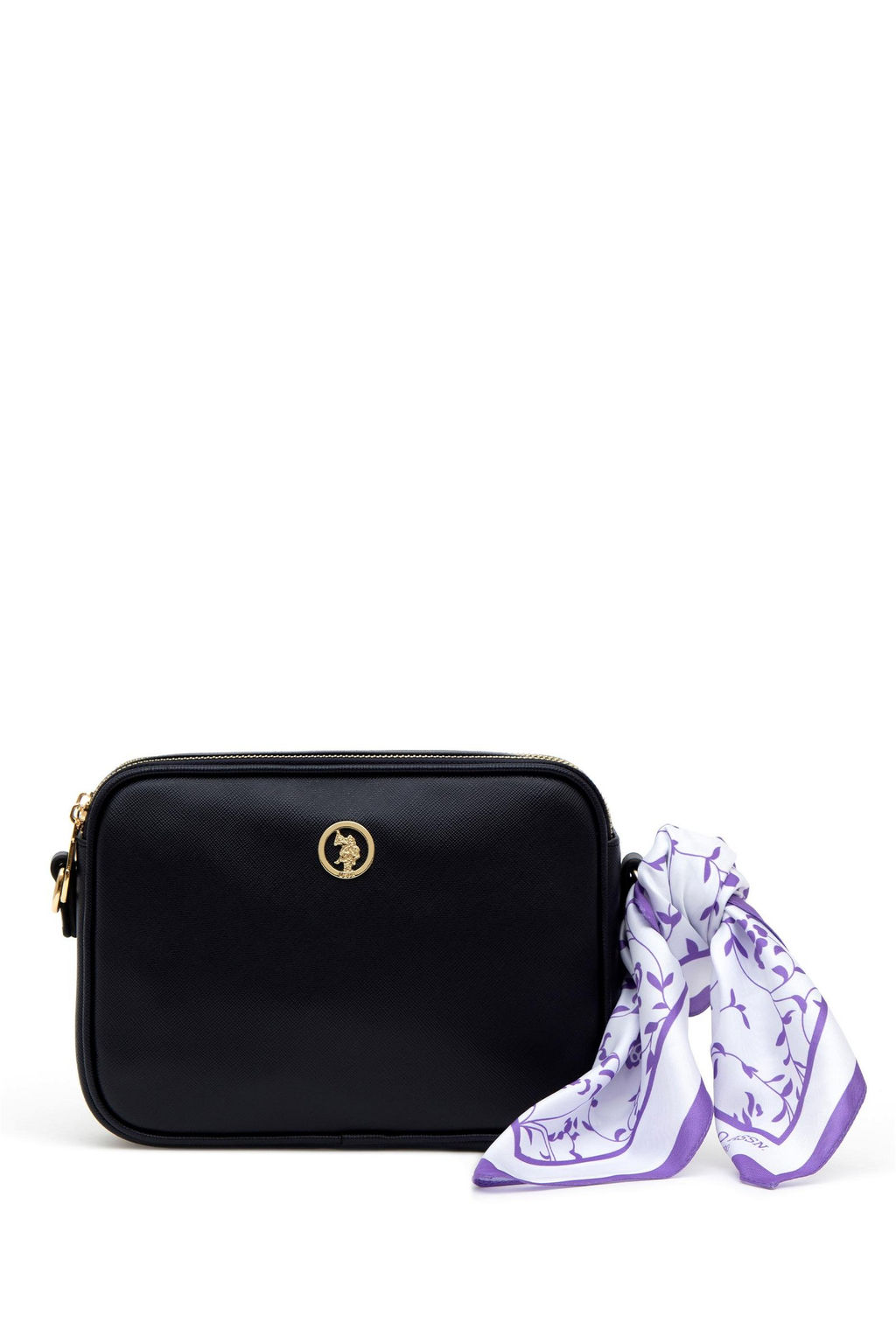 U. S. Polo Assn / Женская темно-синяя сумка через плечо в подарочной упаковке с шарфом - U.s. polo assn фото 5