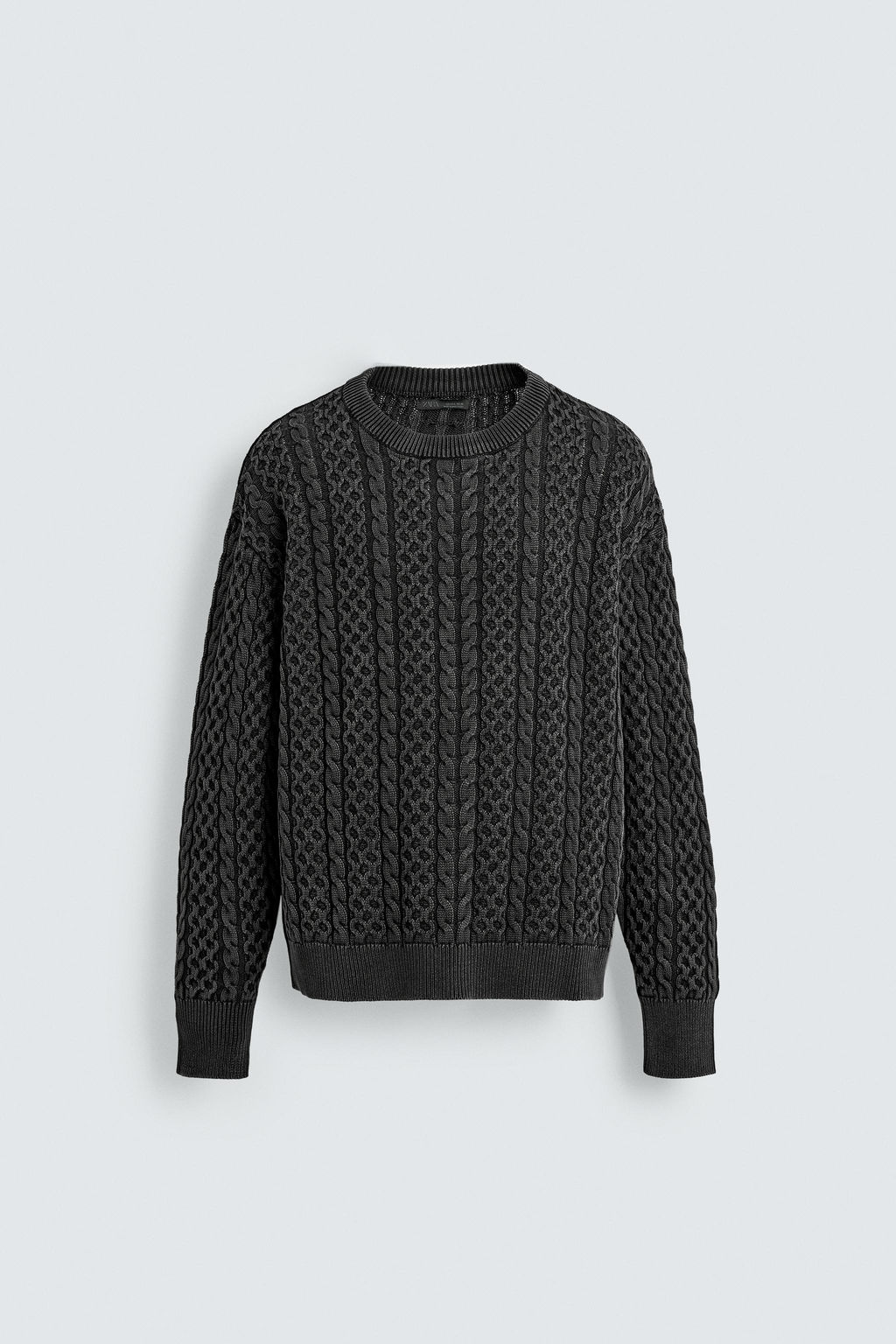 WASHED CABLE-KNIT SWEATER - Zara фото 8