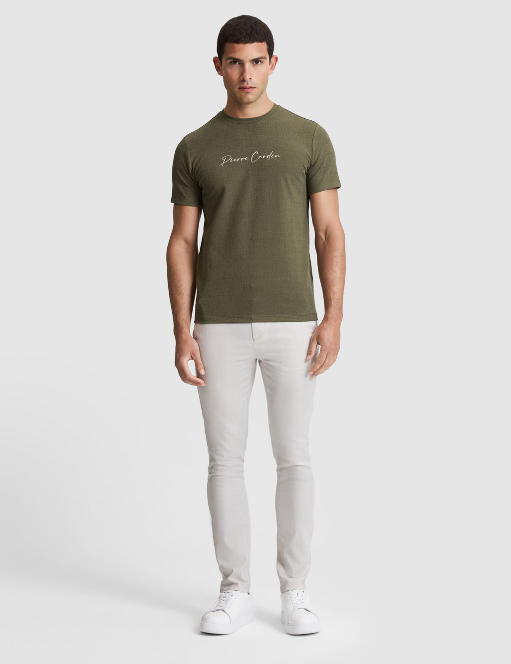 A__k Gri Slim Fit Beli Lastikli Kanvas Pantolon