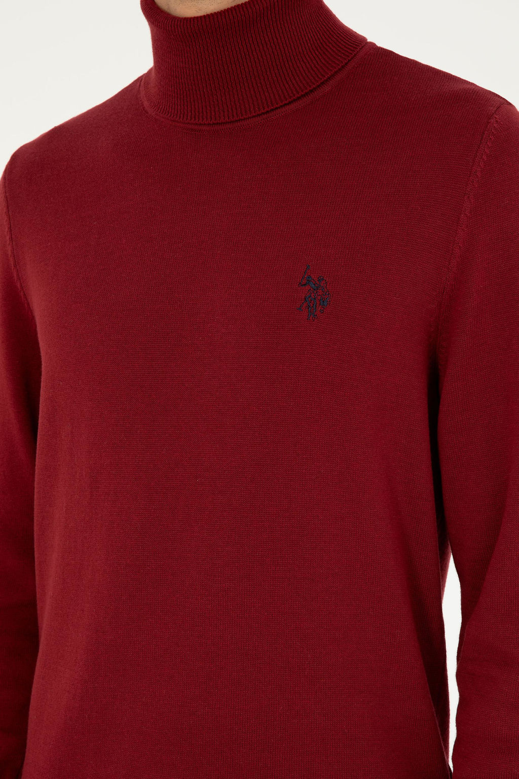 Свитер мужской U.S. Polo Assn хлопок бордово-красный  фото 7