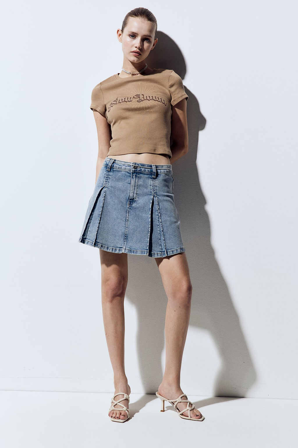 Minifalda denim tableada - H&m фото 3