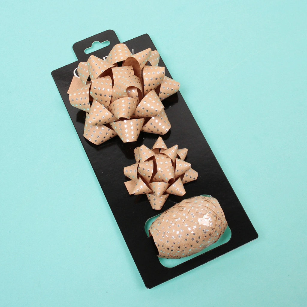 Цена за 2 шт. Набор для декорирования "Звездное небо" бант 1,7см, бант 1 см, лента 5мм (10м), Серебро