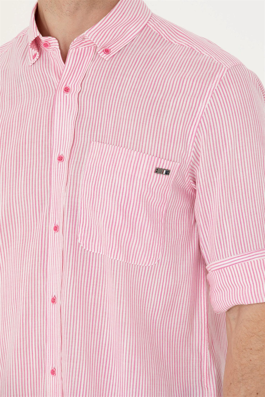 U. S. Polo Assn Мужская белая рубашка в розовую полоску - U.s. polo assn фото 14