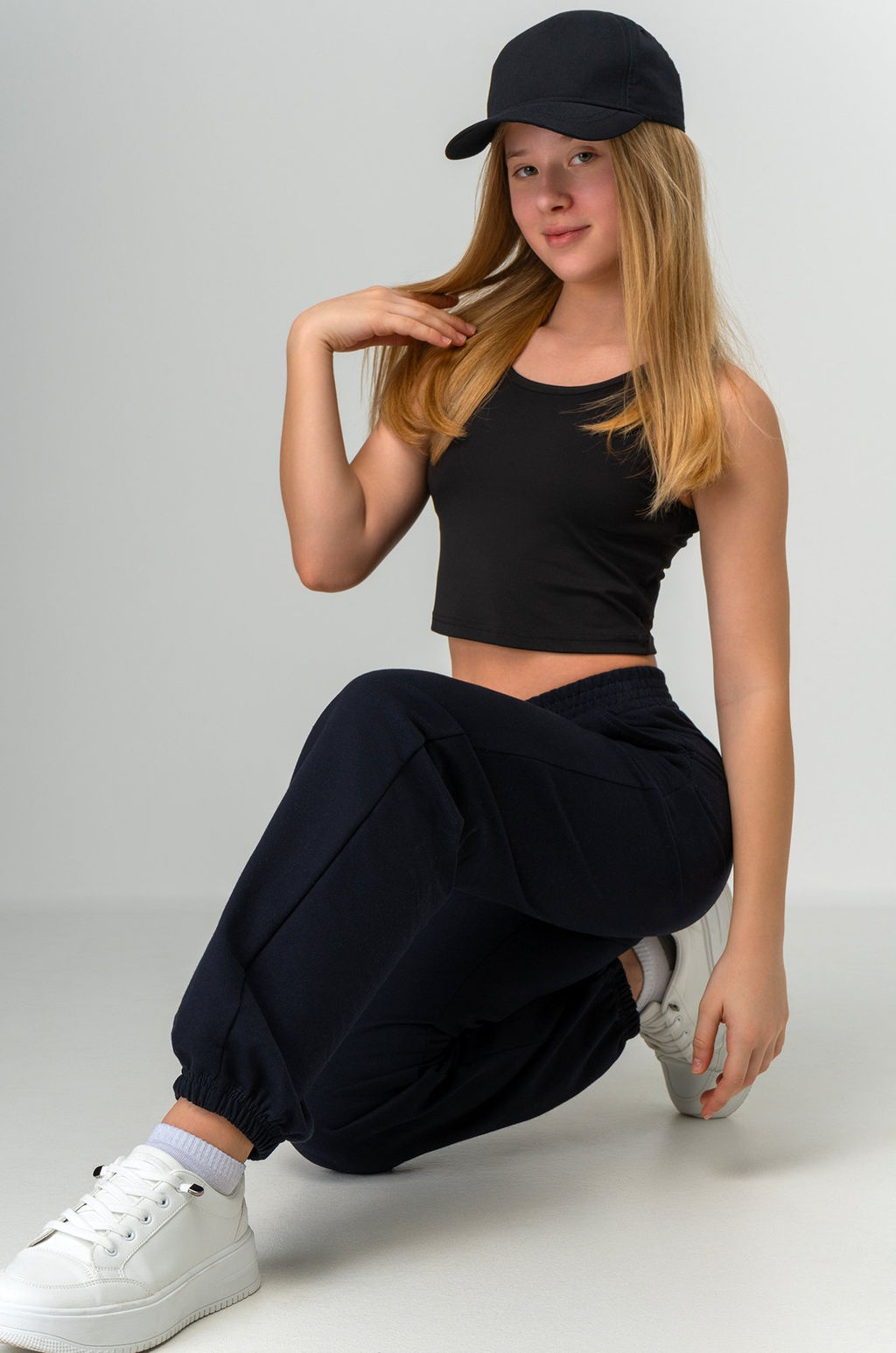 Брюки джоггеры из футера для девочки Happyfox