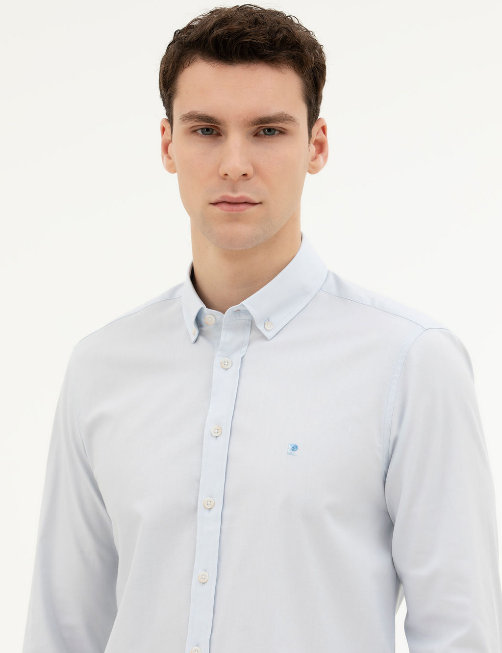 A__k Mavi Slim Fit Uzun Kollu G_mlek
