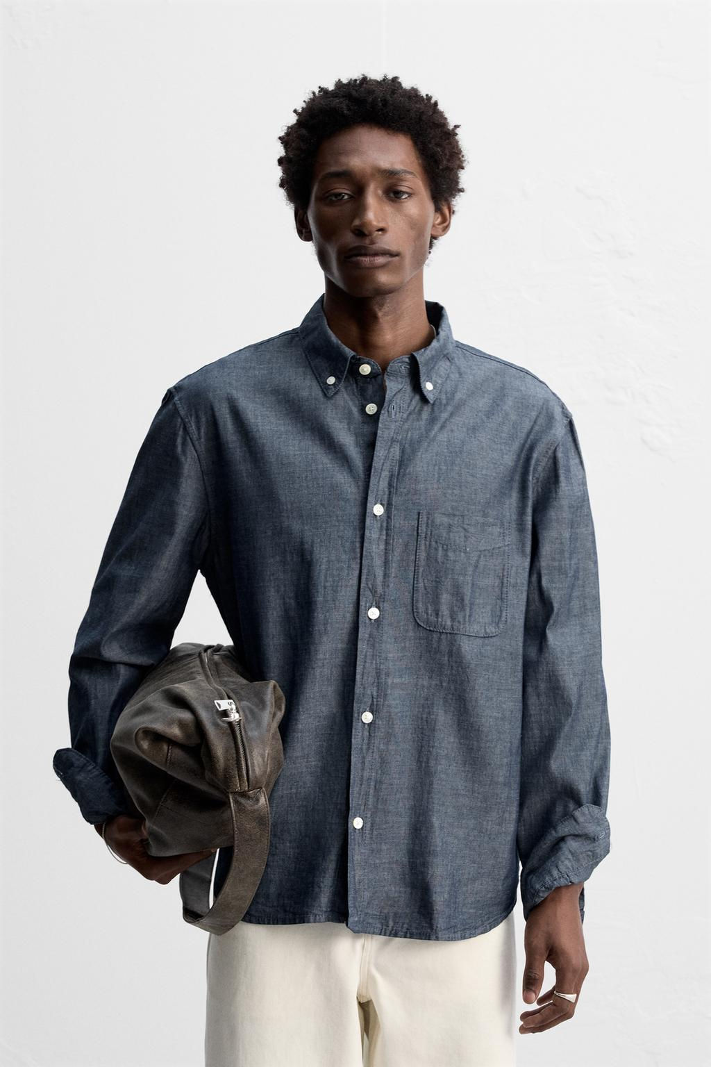 TEXTURED CHAMBRAY SHIRT - Zara фото 2