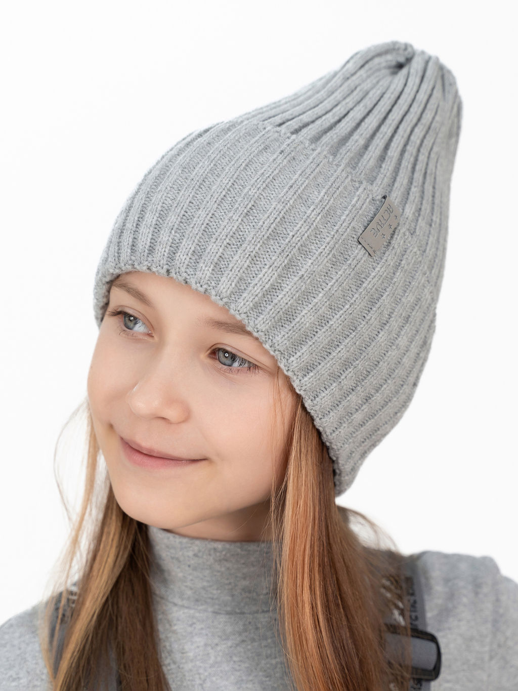 Шапка вязаная детская светло-серый меланж Ш-120 (56-58)
