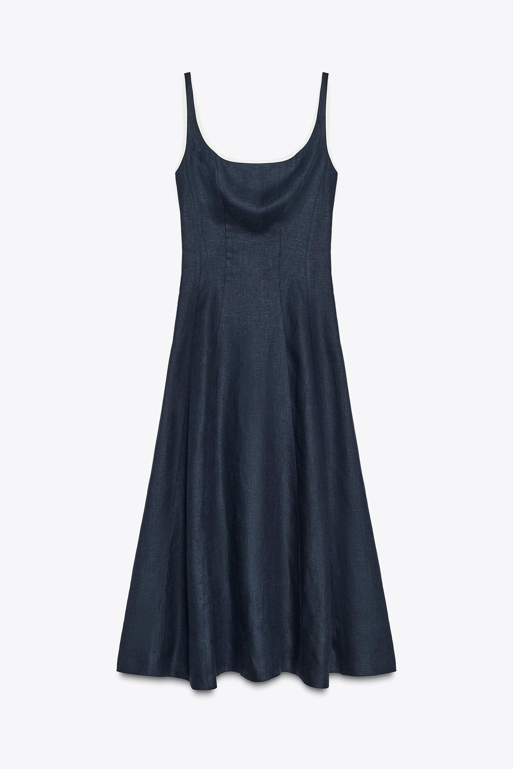 CONTRAST TRIM LINEN MIDI DRESS - Zara фото 6