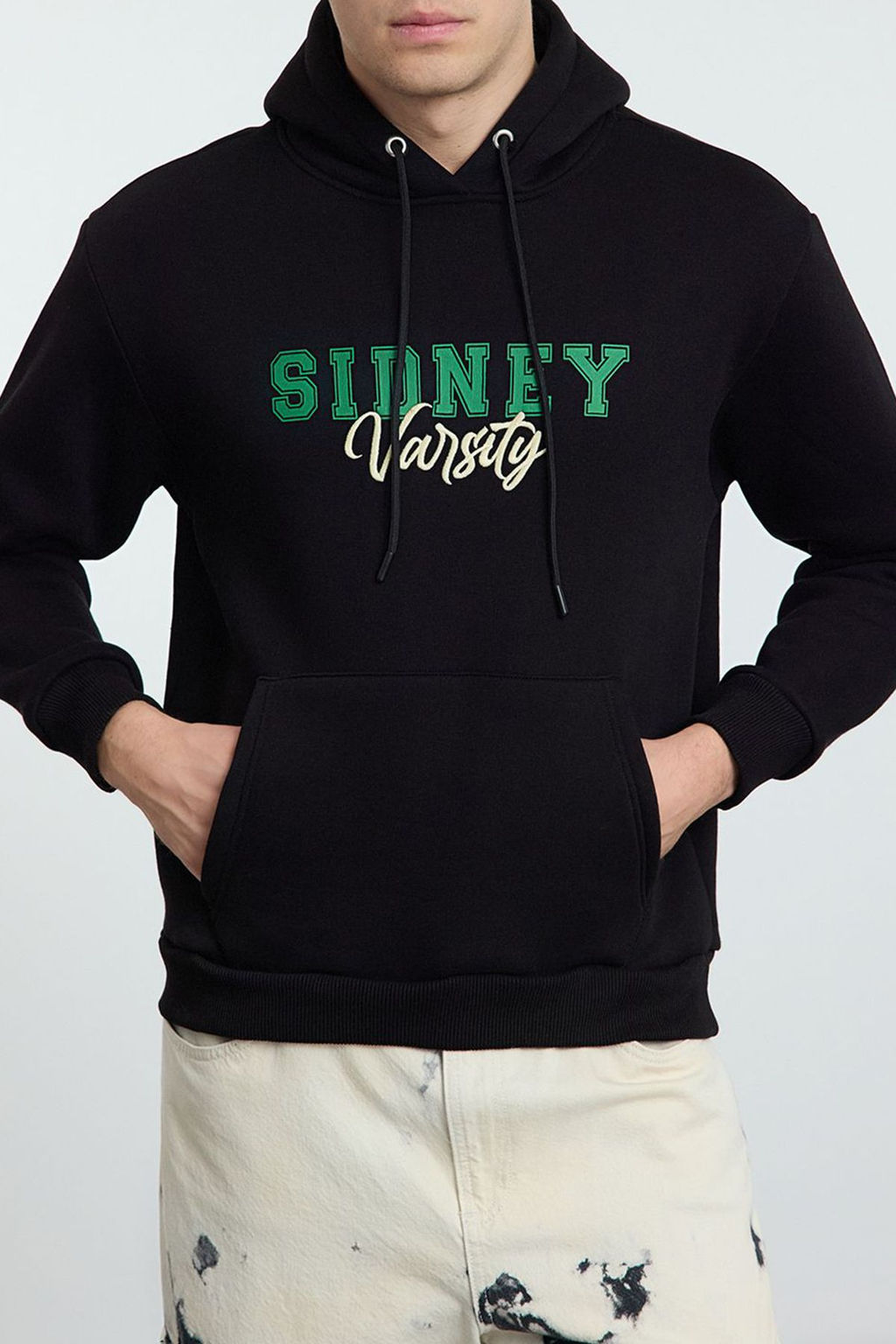 Ekru Oversize/Genis Kesim Yaz? Bask?l? Kapusonlu Sweatshirt TMNAW25SW00078 - Trendyolmilla фото 14