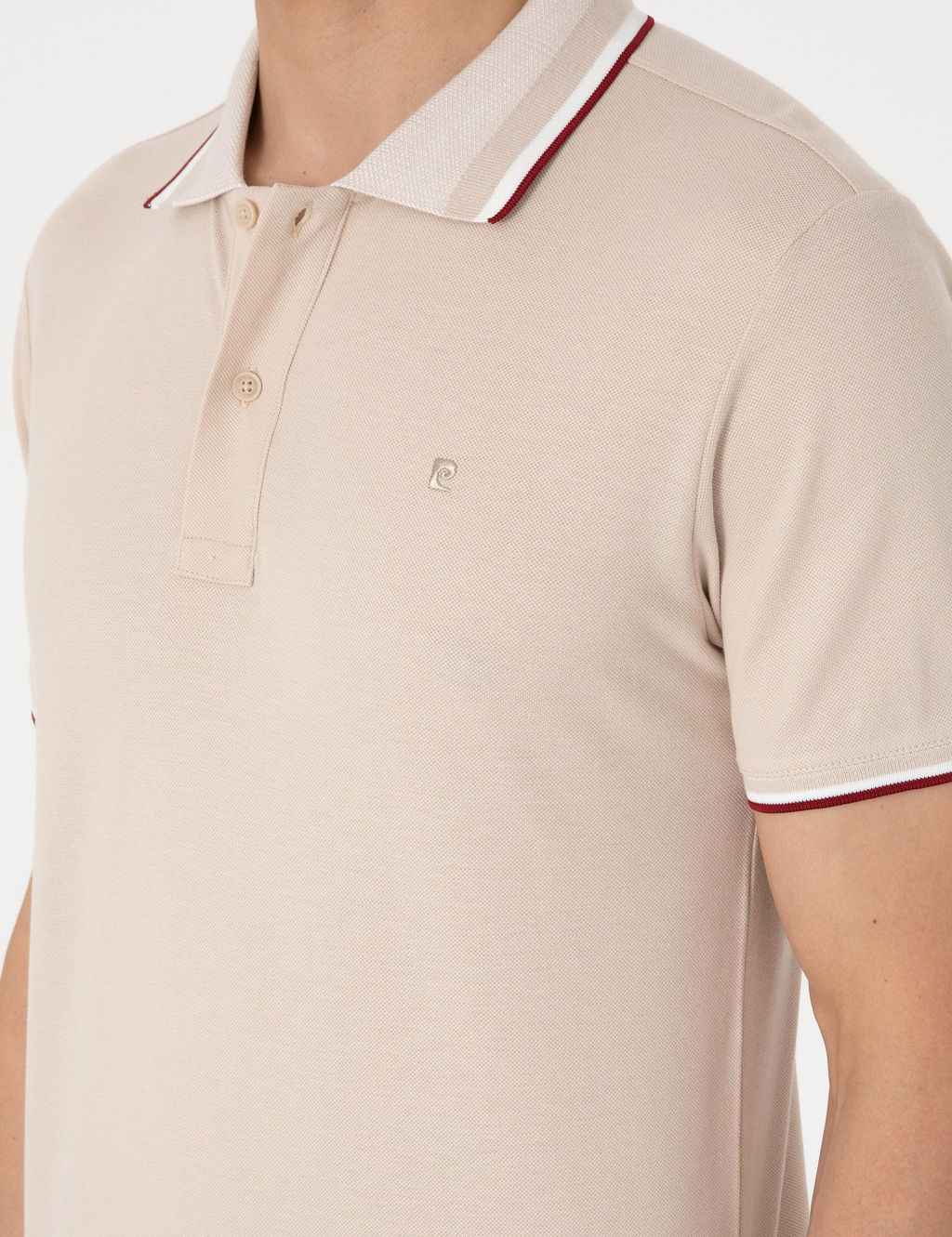 Bej Slim Fit Polo Yaka Ti__rt - Pierre cardin фото 7