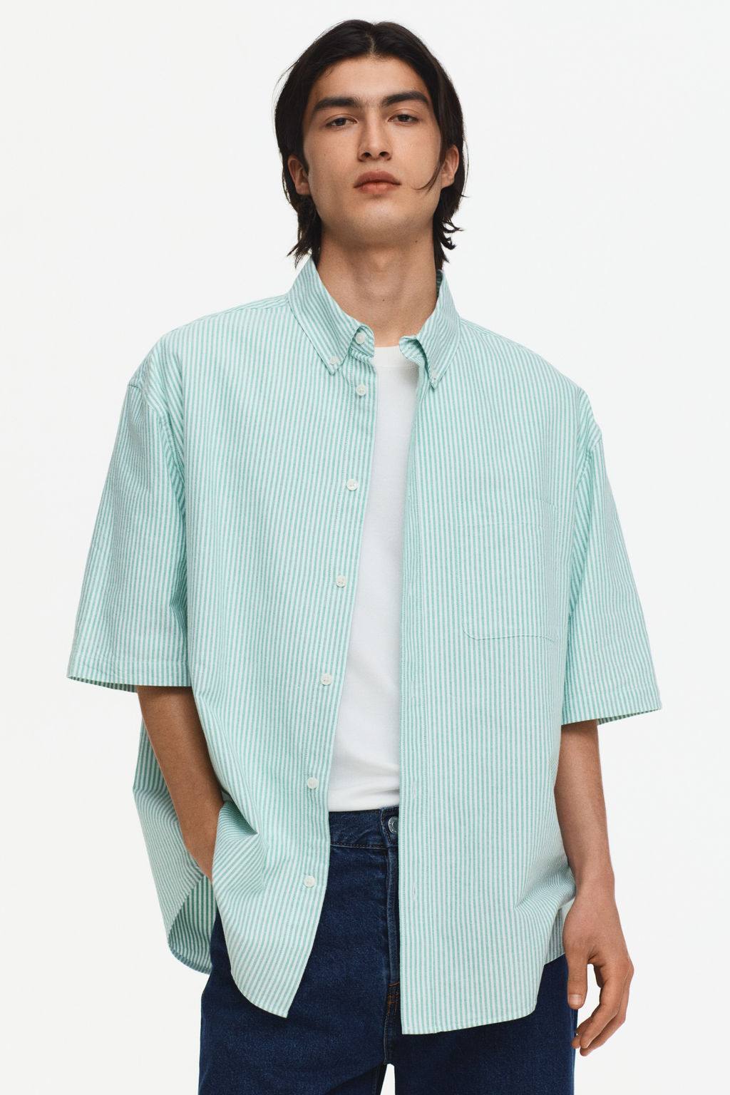 Camisa Oxford de manga corta Relaxed Fit - H&m фото 7