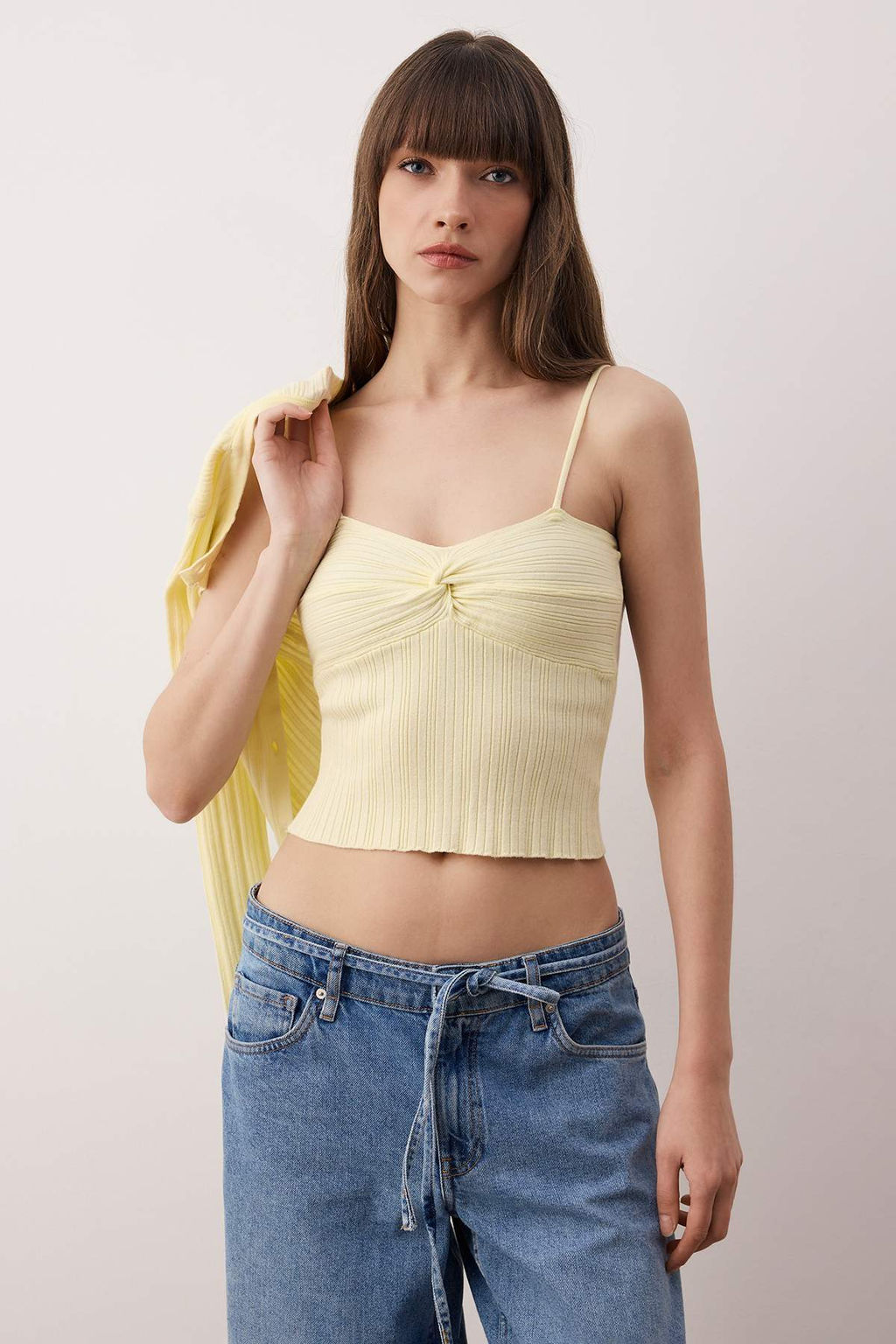 Trendyolmilla Bordo Fitilli Bisiklet Yaka Triko H?rka-Bluz Tak?m TWOAW26HI00003  фото 14