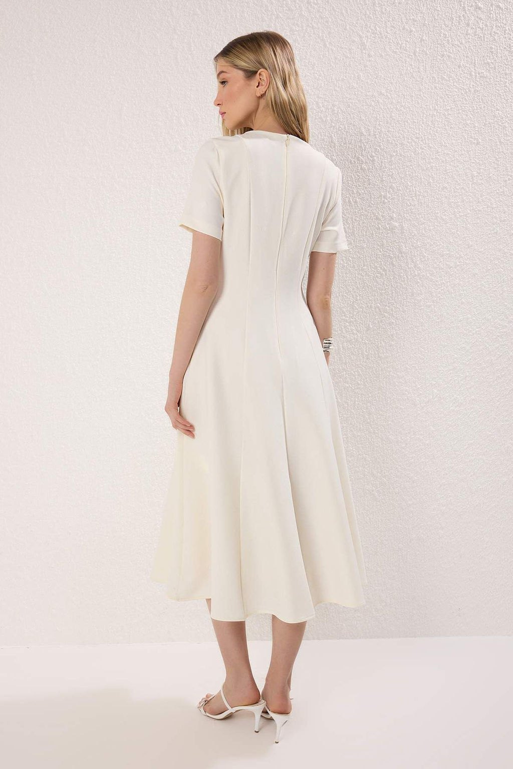 TRENDYOLMILLA Siyah Etegi Belden Ac?lan Midi Dokuma Elbise TWOSS25EL00790  фото 12