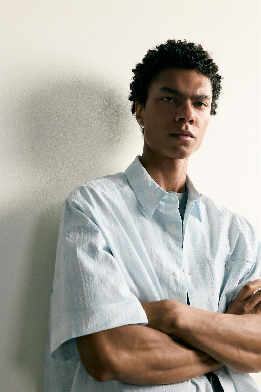 CAMISA DENIM RELAXED FIT CUADROS / Azul cielo - Zara фото 5