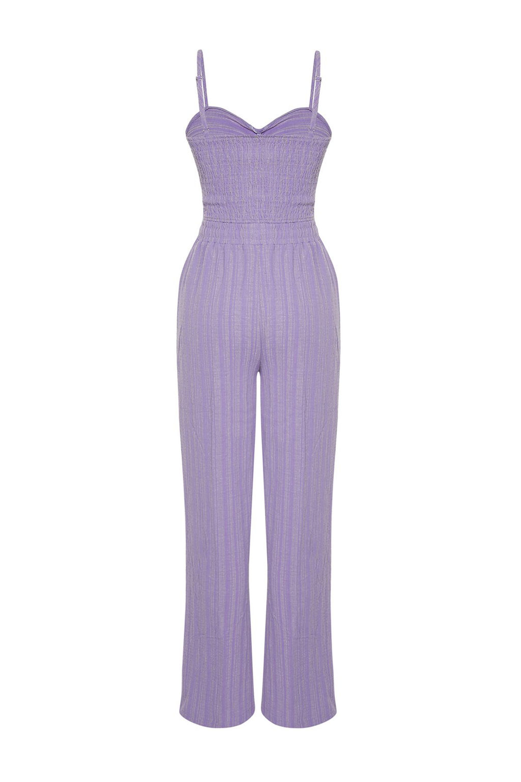 Plaj Giyim Lila Dokuma Dokulu Bluz Pantolon Tak?m TBESS24AU00076