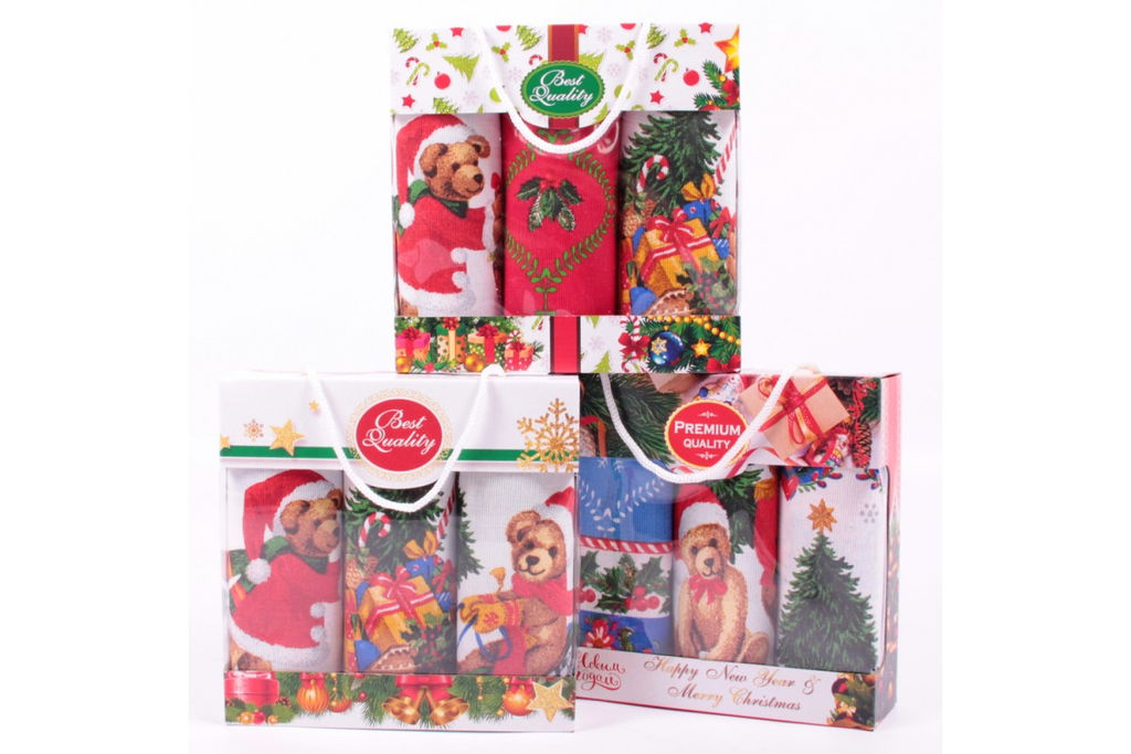 Набор полотенец рогожка 40х75 в коробке 3шт. ПР132