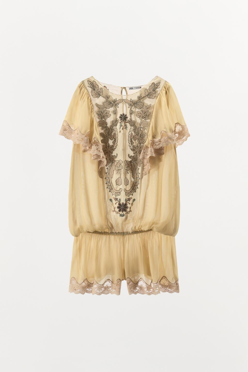 TULLE JUMPSUIT WITH EMBROIDERY AND BEADS - Zara фото 7