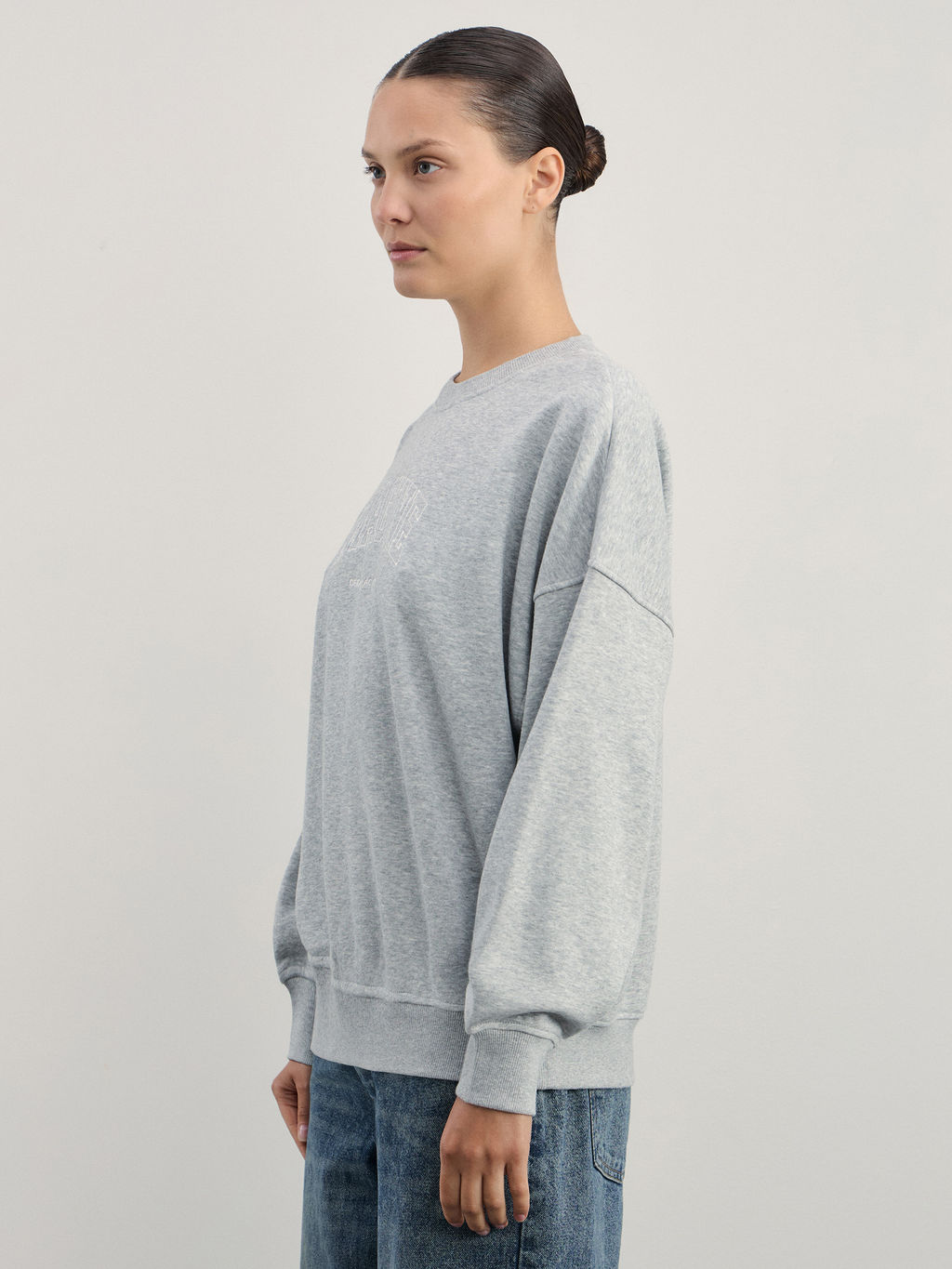 Свитшот из смесового хлопка с вышивкой / Zarina  фото 4