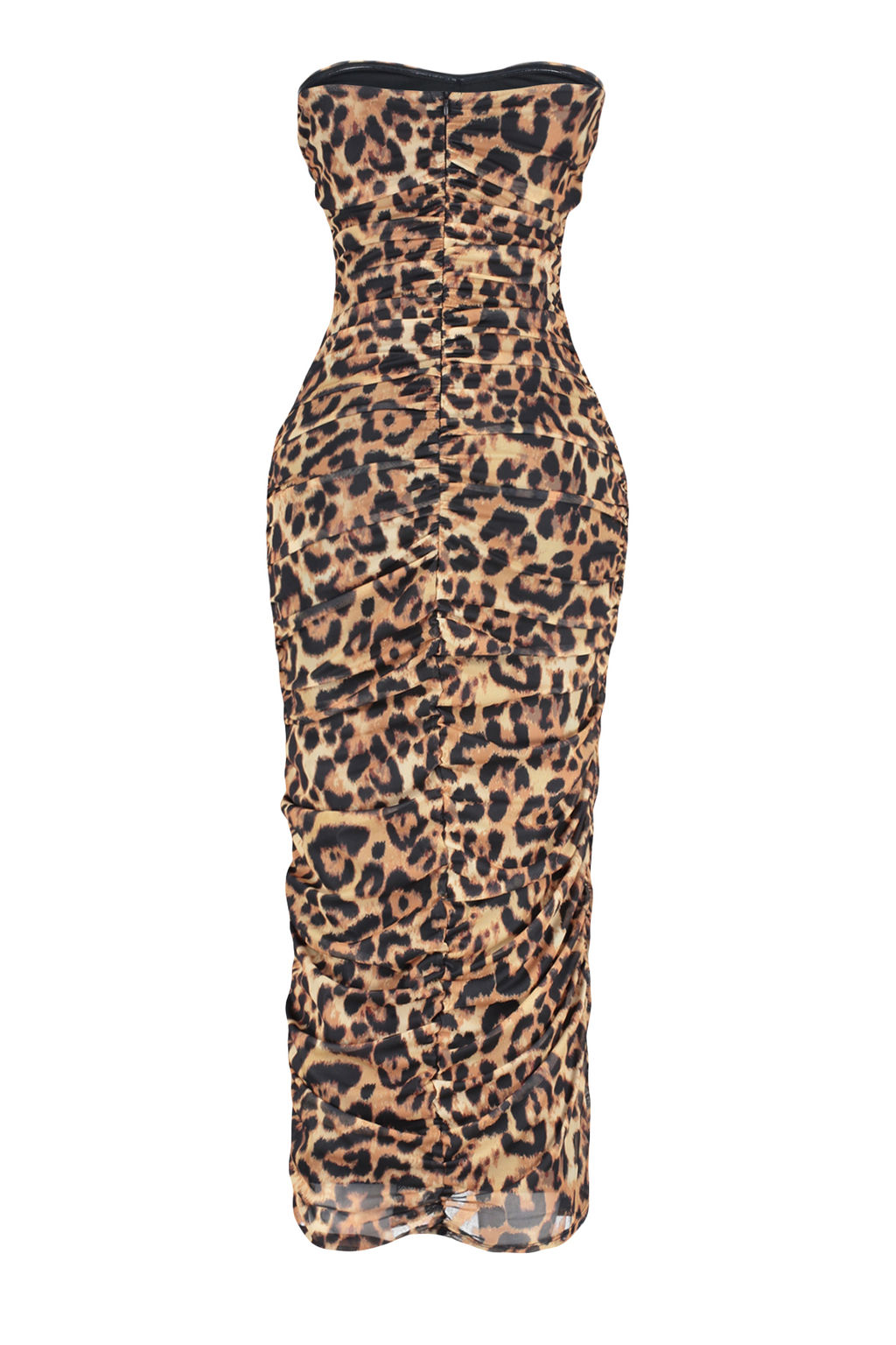 TRENDYOLMILLA Cok Renkli Vucuda Oturan Leopar Desenli Drapeli Orme Tul S?k Abiye Elbise TPRSS24EL00058