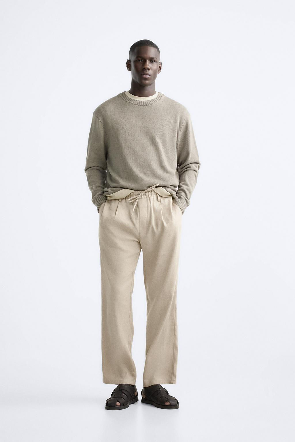 PLEATED COTTON - LINEN TROUSERS - Zara фото 21