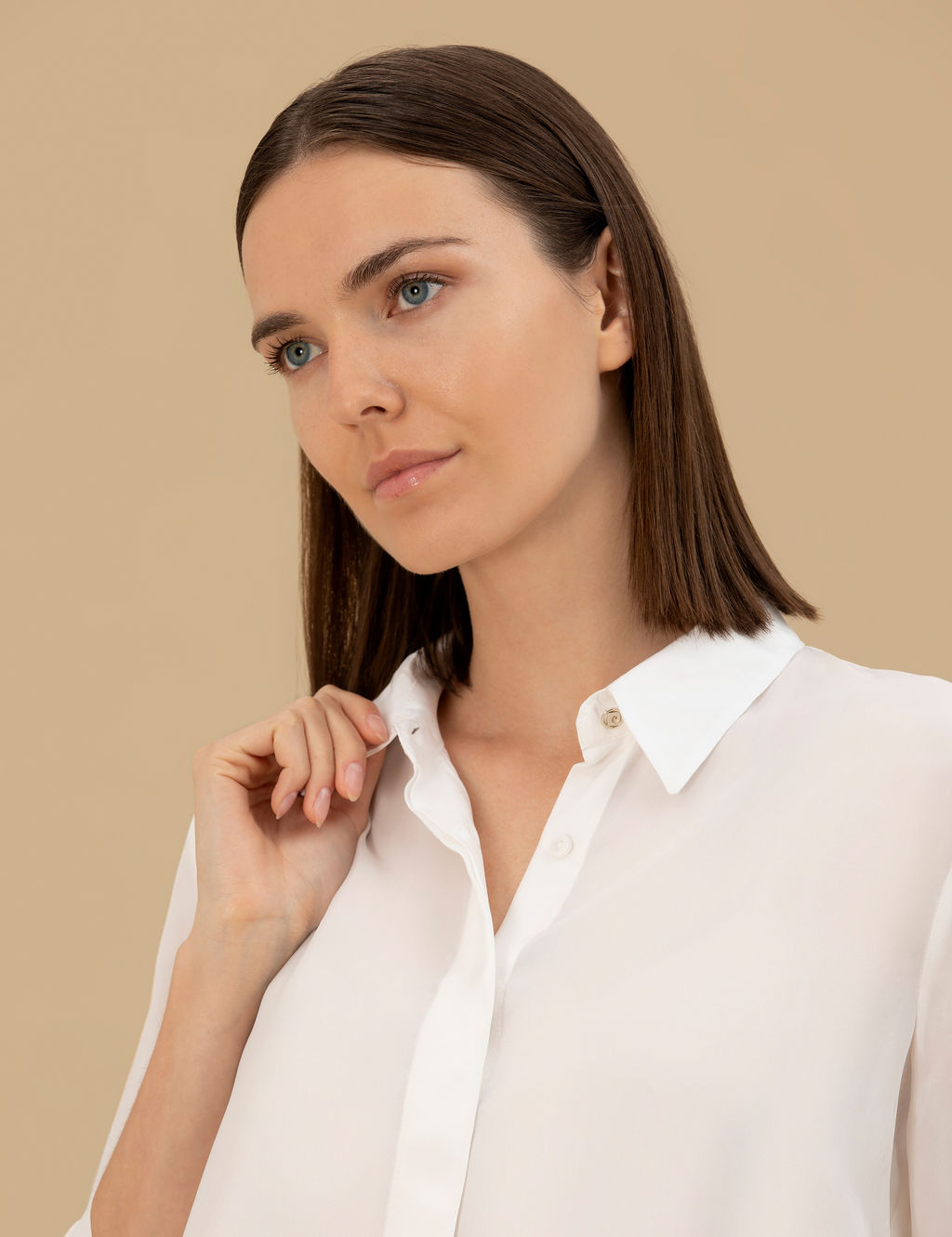 Beyaz Cupro Comfort Fit Uzun Kollu G_mlek