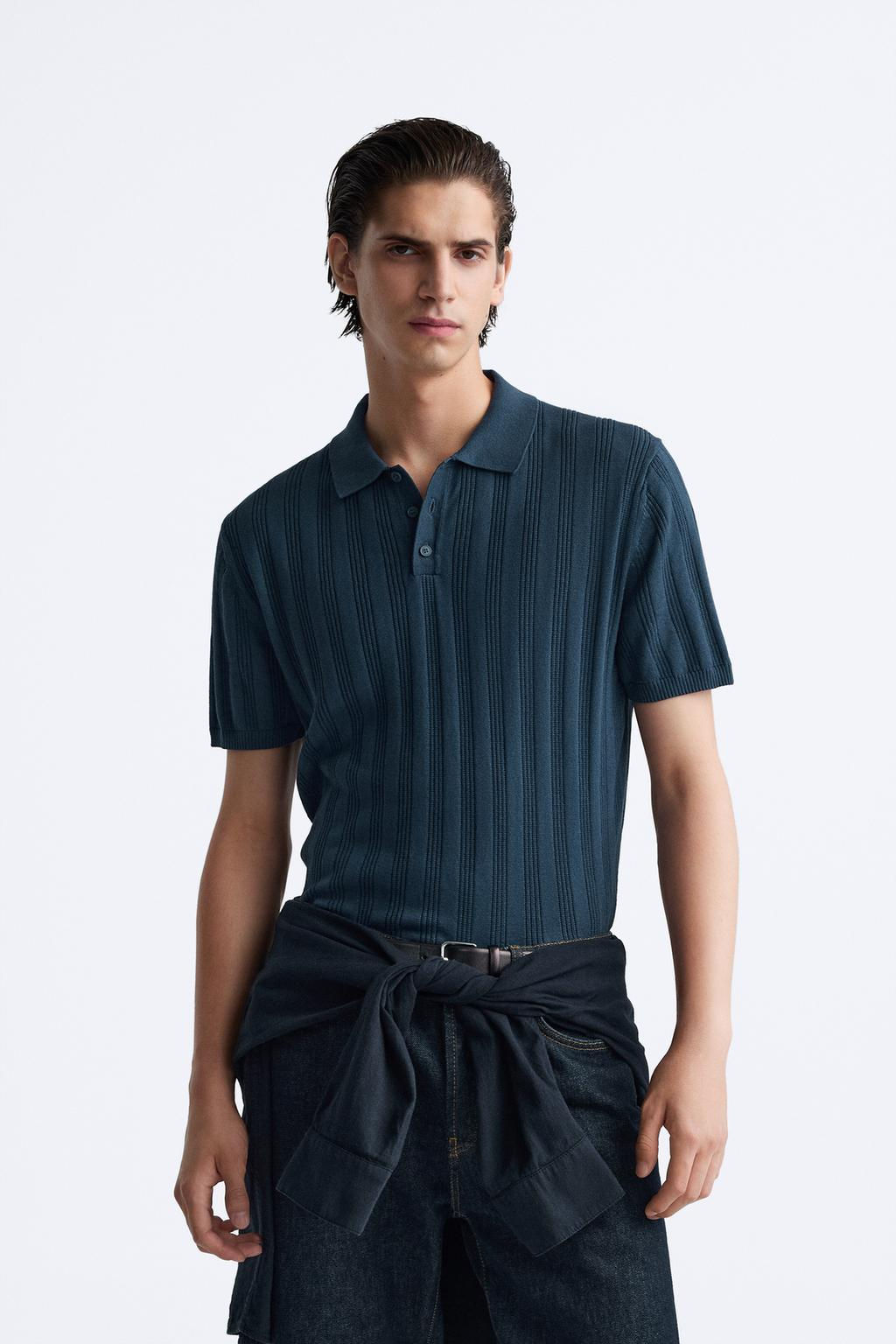 RIBBED KNIT POLO SHIRT - Zara фото 17