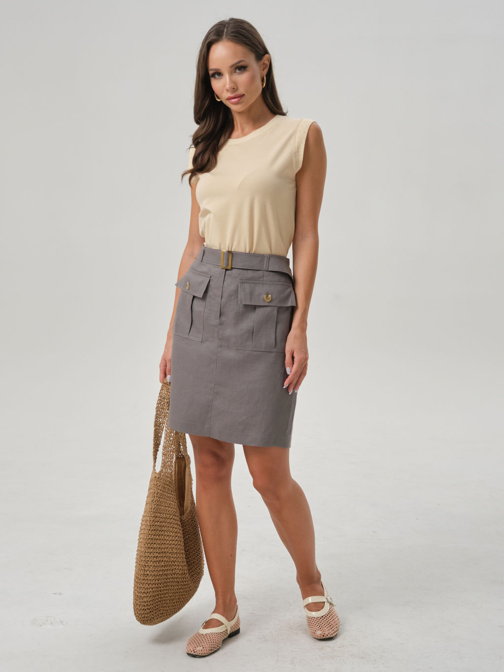 Юбка мини льняная - Stilla фото 8