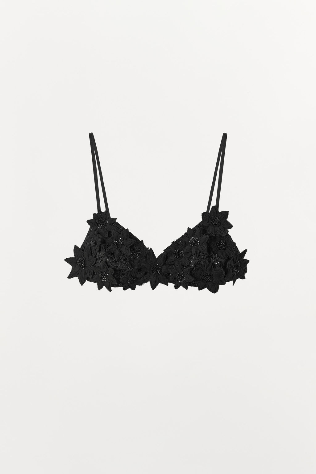 BRALETTE FLORES RELIEVE ABALORIOS / Negro - Zara фото 6