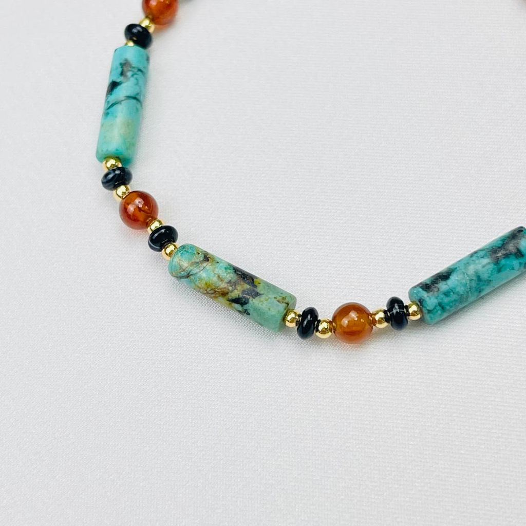 Браслет из Хризоколлы,Граната "Спессартин" и Агата 16 см +