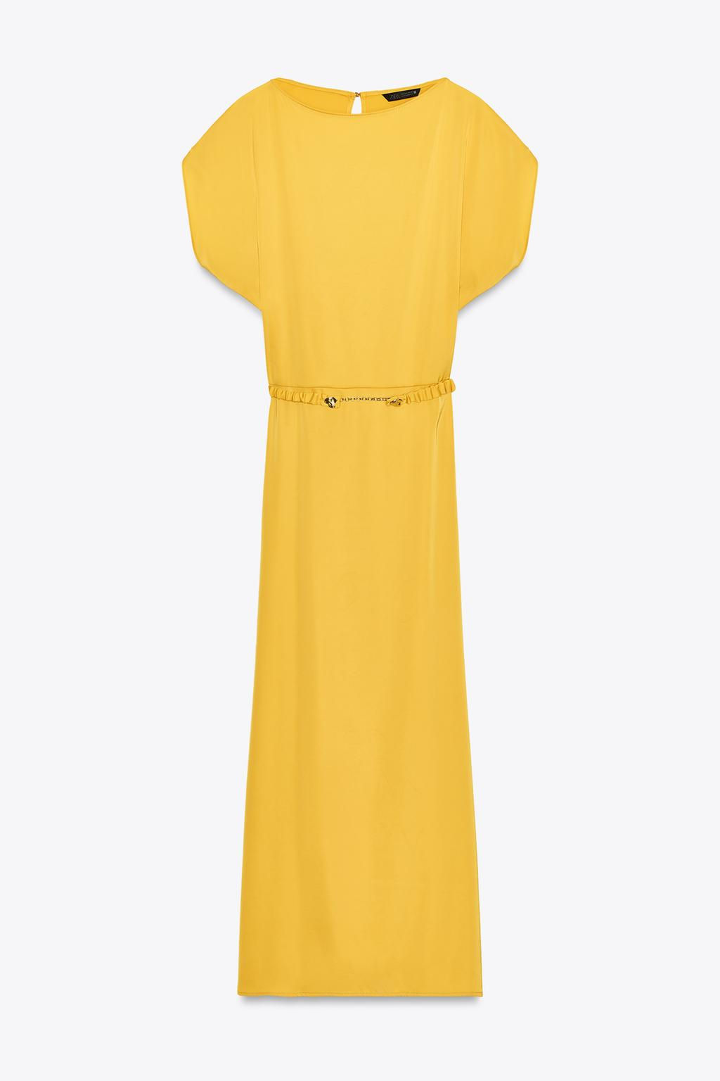 BELTED SATIN MIDI DRESS - Zara фото 6