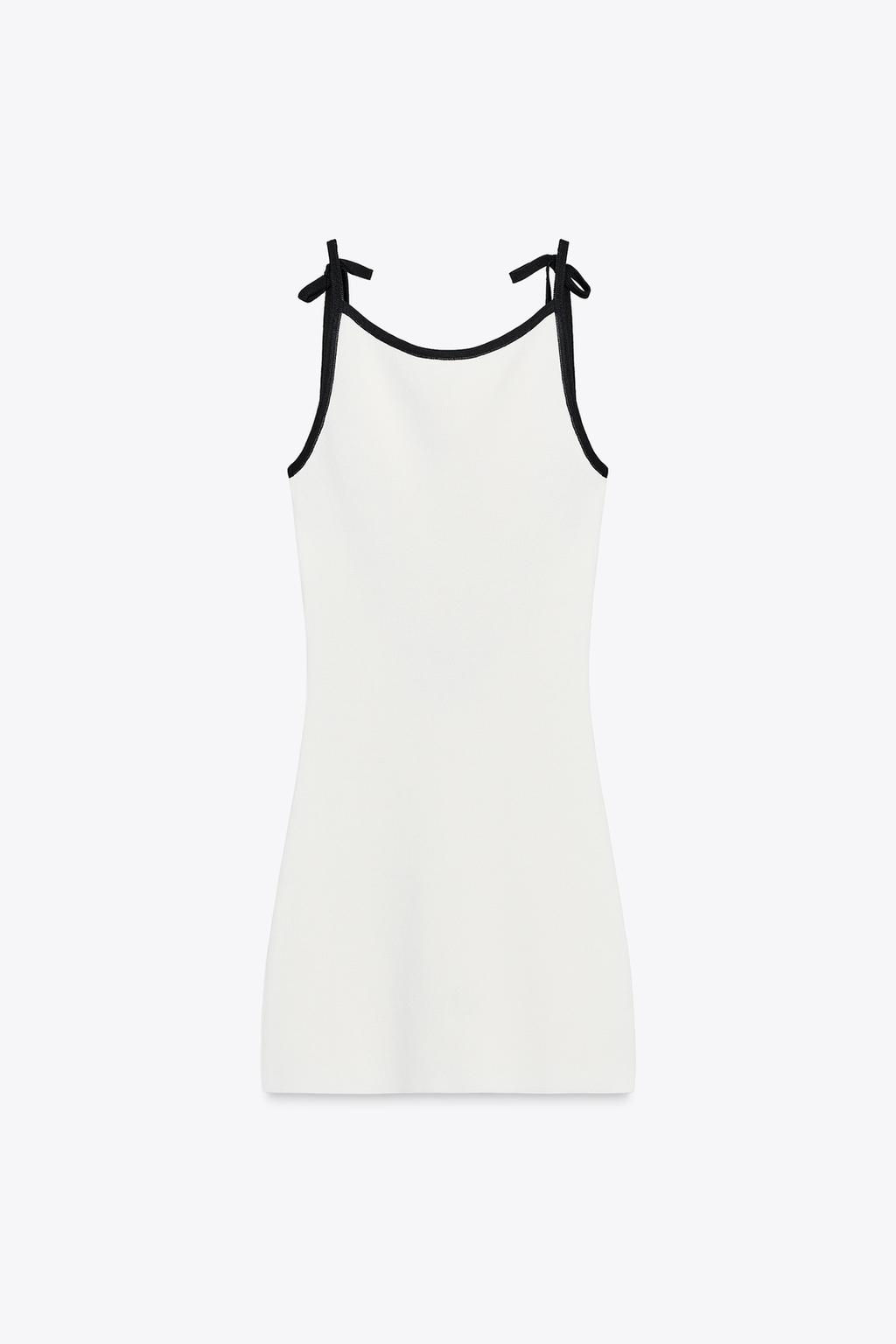 CONTRAST BOW KNIT MINI DRESS - Zara фото 4