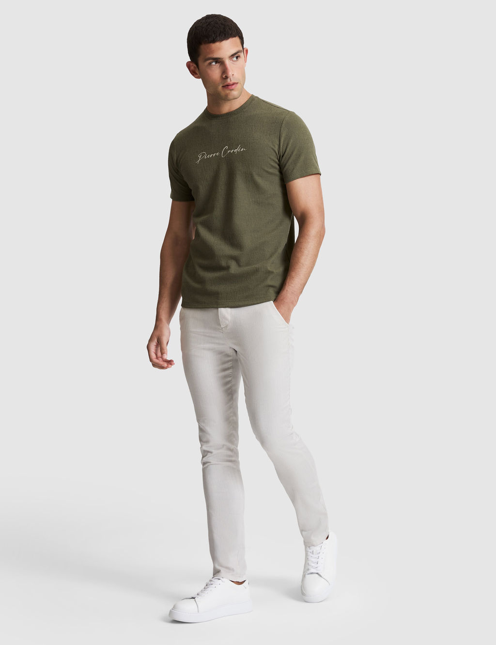 A__k Gri Slim Fit Beli Lastikli Kanvas Pantolon