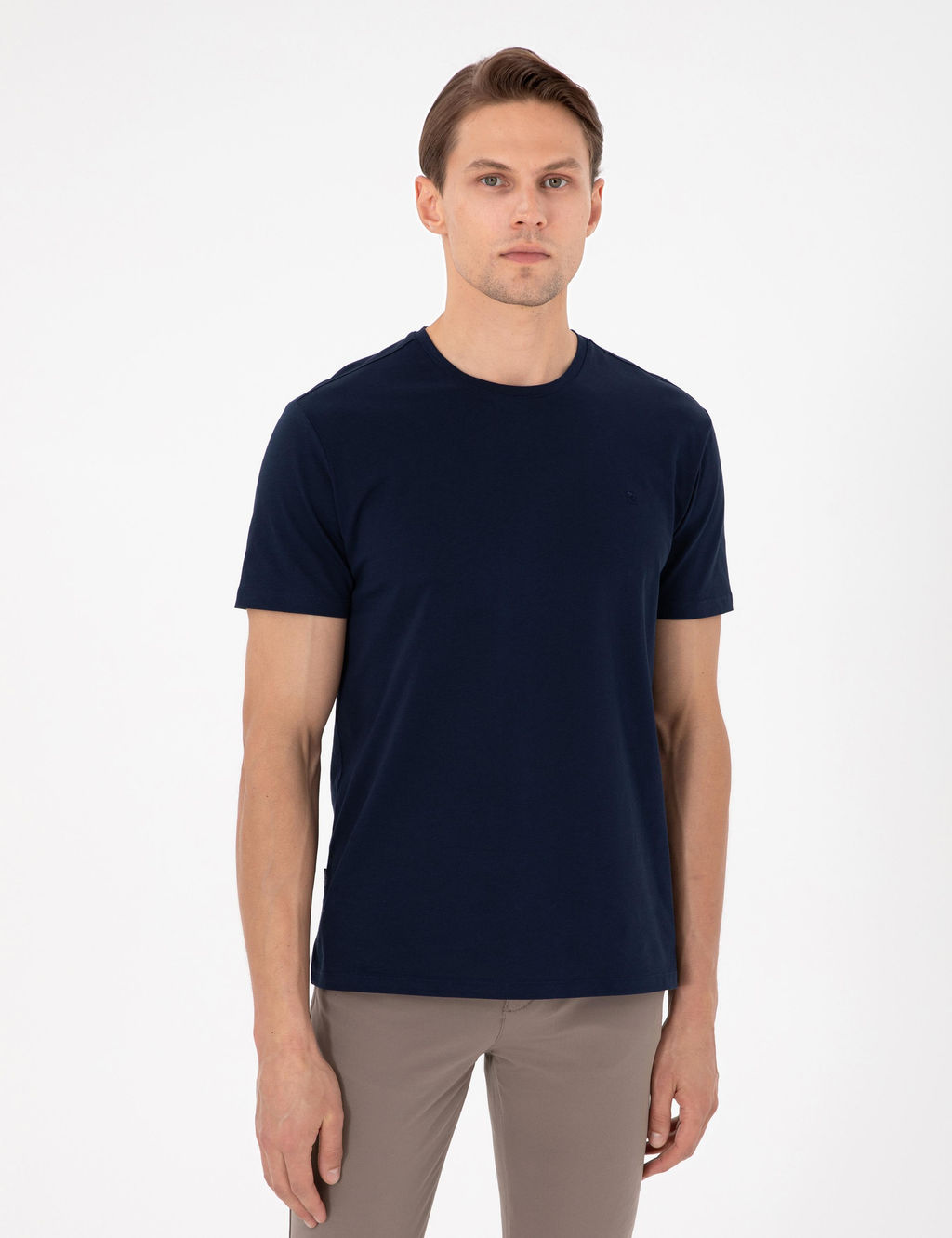 Beyaz-Lacivert-Siyah 3l_ Slim Fit %100 Pamuk Bisiklet Yaka Basic Ti__rt Paketi - Pierre cardin фото 2