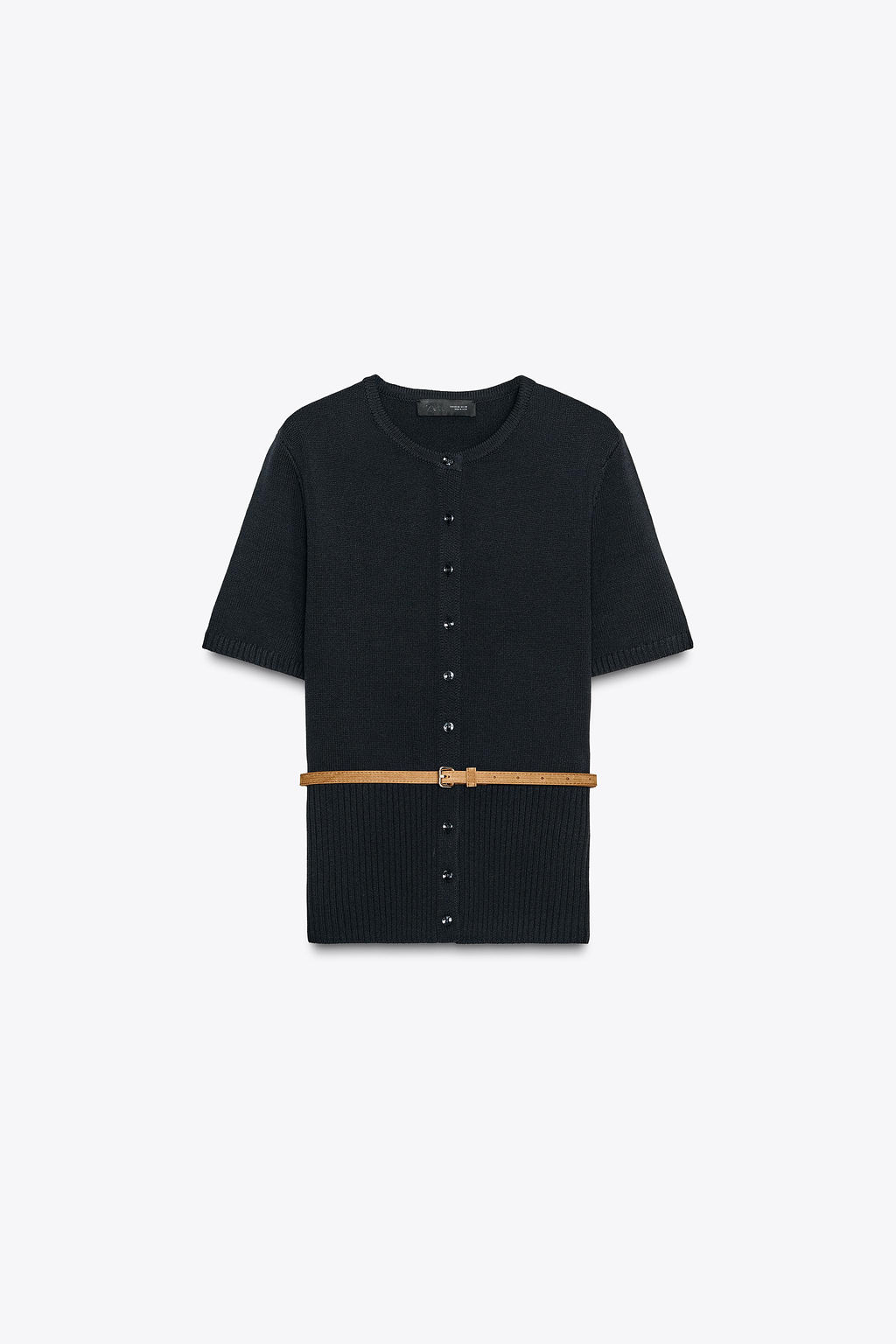 SHORT SLEEVE BELTED CARDIGAN