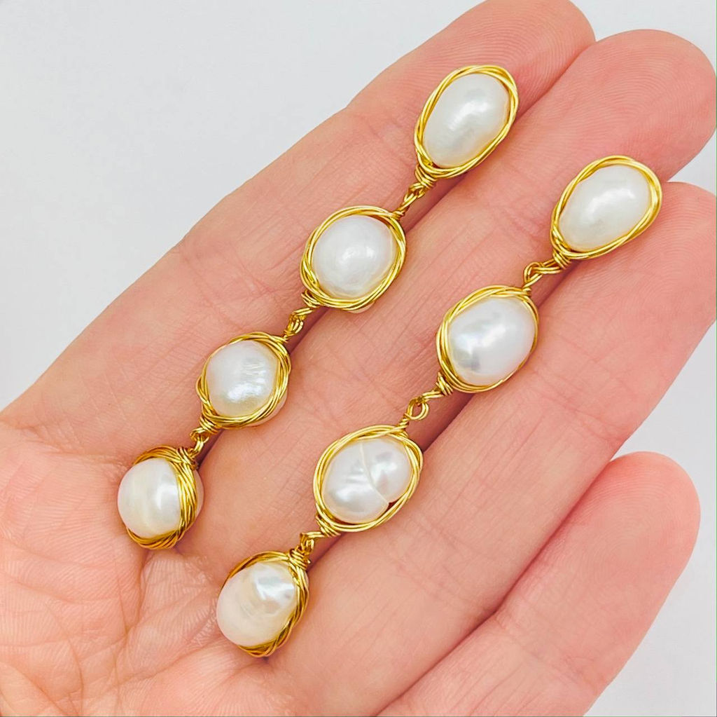 Серьги из речного белого Жемчуга - Радуга самоцветов фото 2