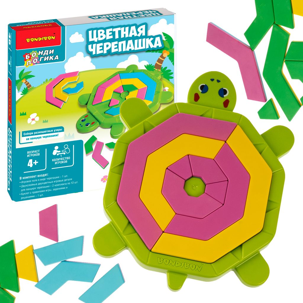 Игра настольная логическая с т.з.Bondibon ЦВЕТНАЯ ЧЕРЕПАШКА