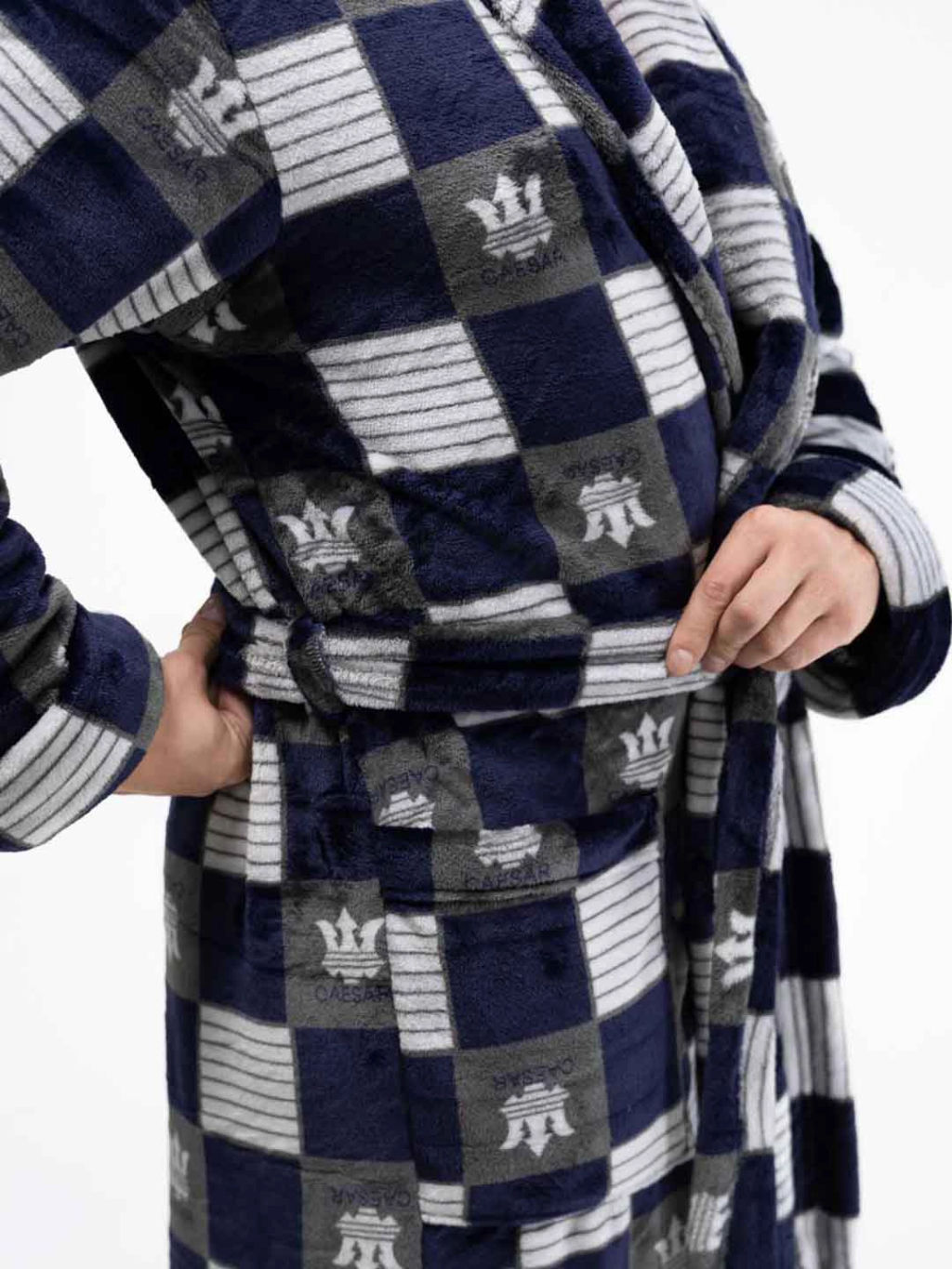 Халат мужской, цвет синий серый